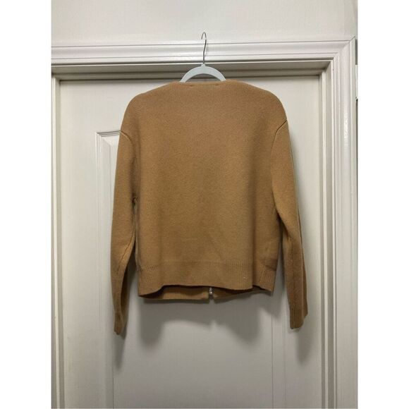 Wool Zara Camel Colored Wool Varsity Style Zipped Cardigan (Size S) - Picture 2 of 4